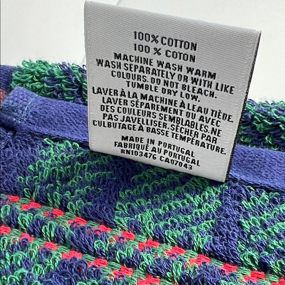 Bianca Bath Towel Set Plaid Green Blue Red Tartan Made in Portugal 3Pc Set NEW